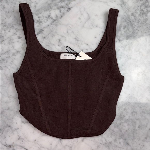 Babaton Tops - Babaton Dark Brown Crop Top